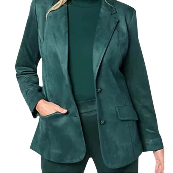 Estate by Isaac Mizrahi Emerald Faux Suede Blazer 3XP (Approx 22W–24W) NWOT - Picture 1 of 5